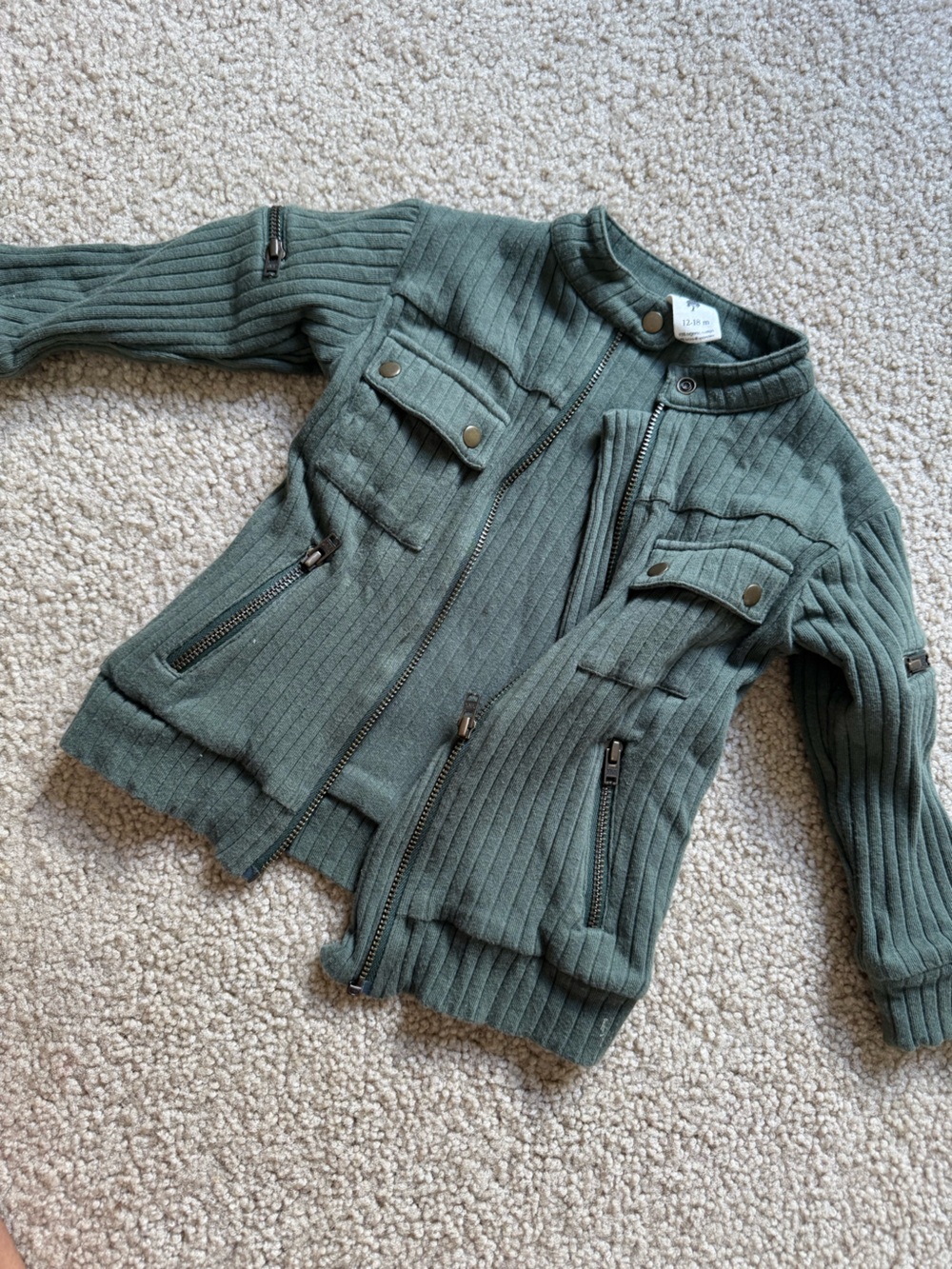 kate quinn Olive Green Ribbed Zip-Up Jacket
